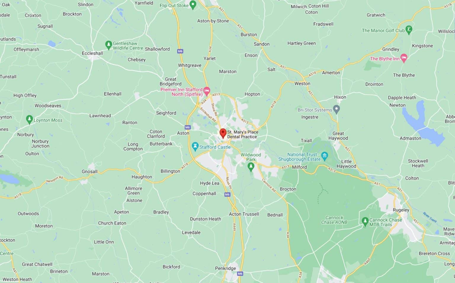 St Marys Dental Practice Stafford Map Parking